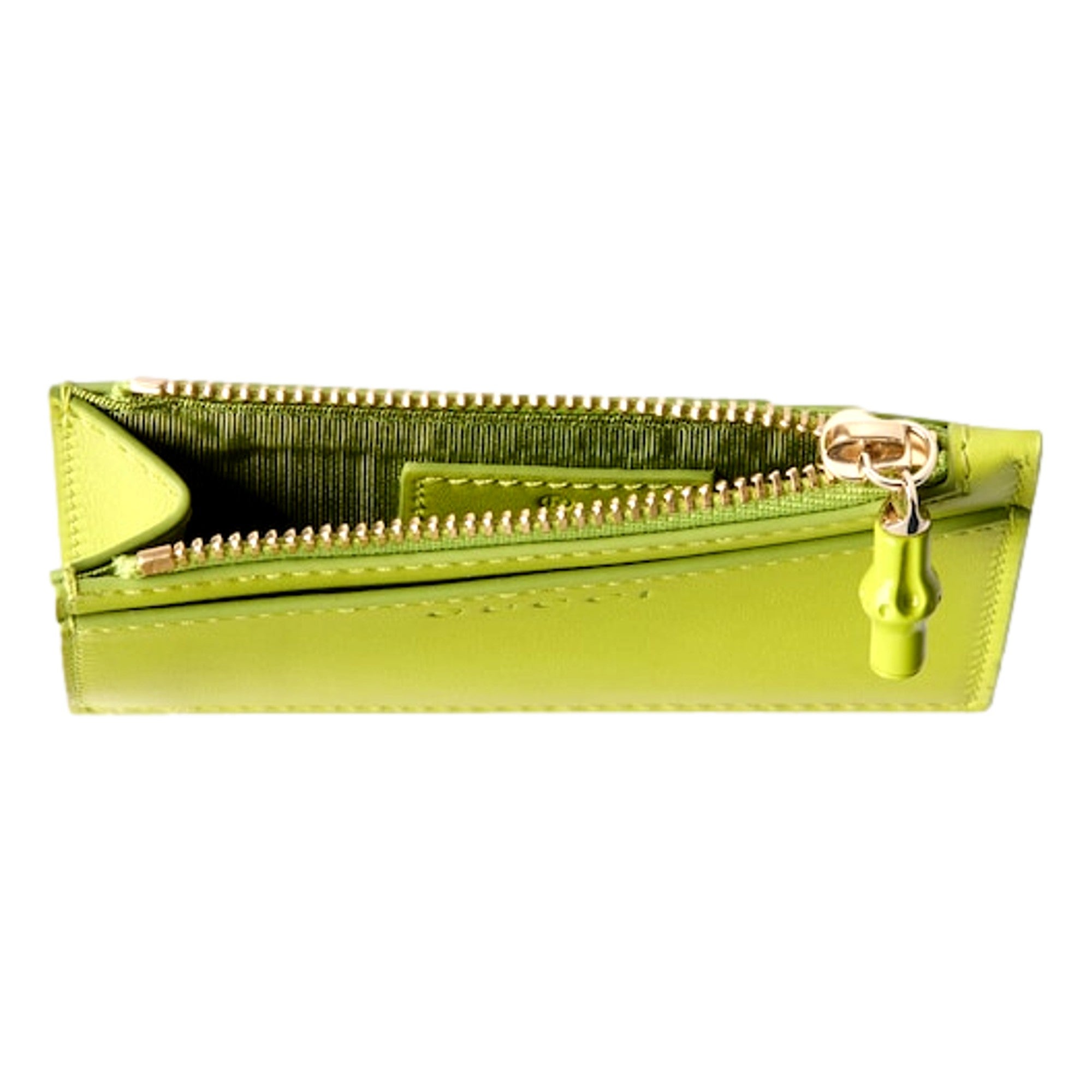 Gucci Lime Green Bamboo Card Case sold at Queen Bee of Beverly Hills