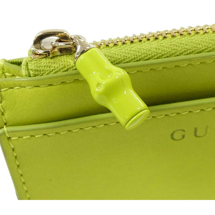 Gucci Lime Green Bamboo Card Case sold at Queen Bee of Beverly Hills