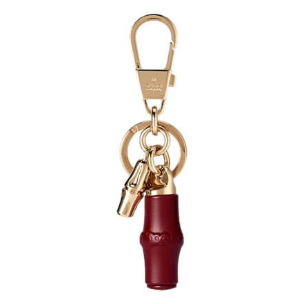 Gucci Bamboo Gold Metal Keychain Charm in Red sold at Queen Bee of Beverly Hills