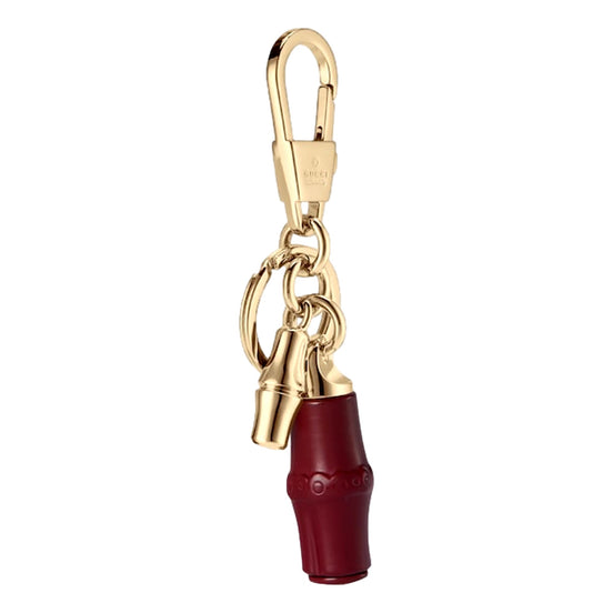 Gucci Bamboo Gold Metal Keychain Charm in Red sold at Queen Bee of Beverly Hills