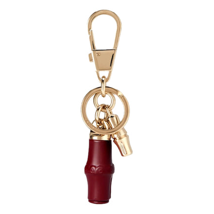 Gucci Bamboo Gold Metal Keychain Charm in Red sold at Queen Bee of Beverly Hills