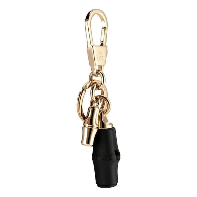 Gucci Bamboo Gold Metal Keychain Charm in Black sold at Queen Bee of Beverly Hills