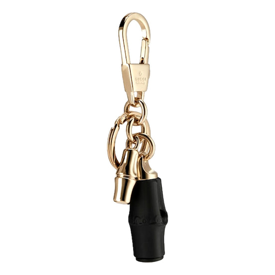 Gucci Bamboo Gold Metal Keychain Charm in Black sold at Queen Bee of Beverly Hills