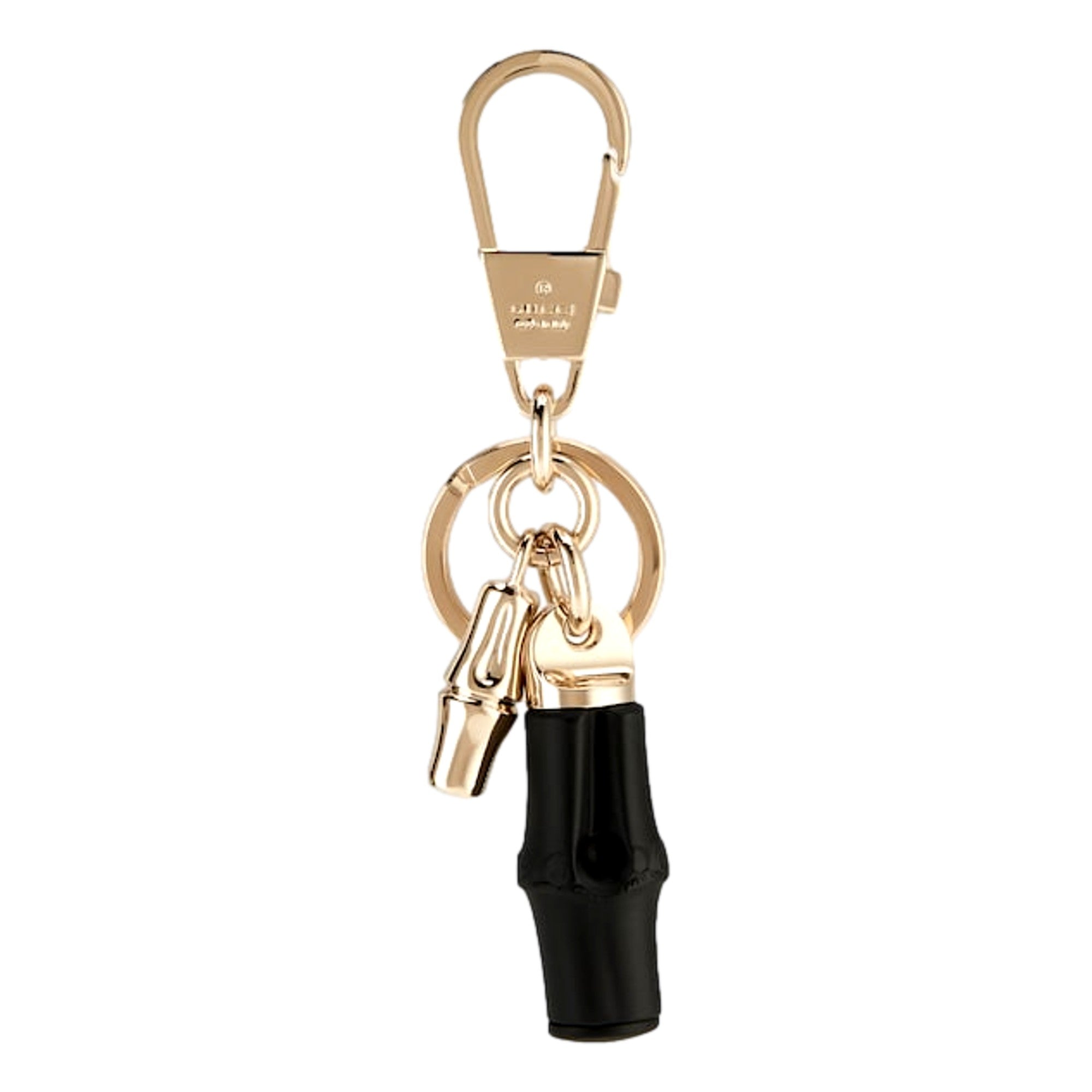 Gucci Bamboo Gold Metal Keychain Charm in Black sold at Queen Bee of Beverly Hills