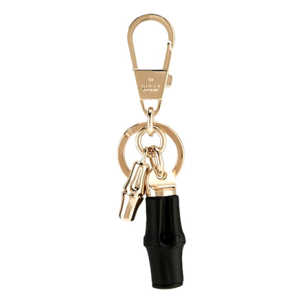 Gucci Bamboo Gold Metal Keychain Charm in Black sold at Queen Bee of Beverly Hills
