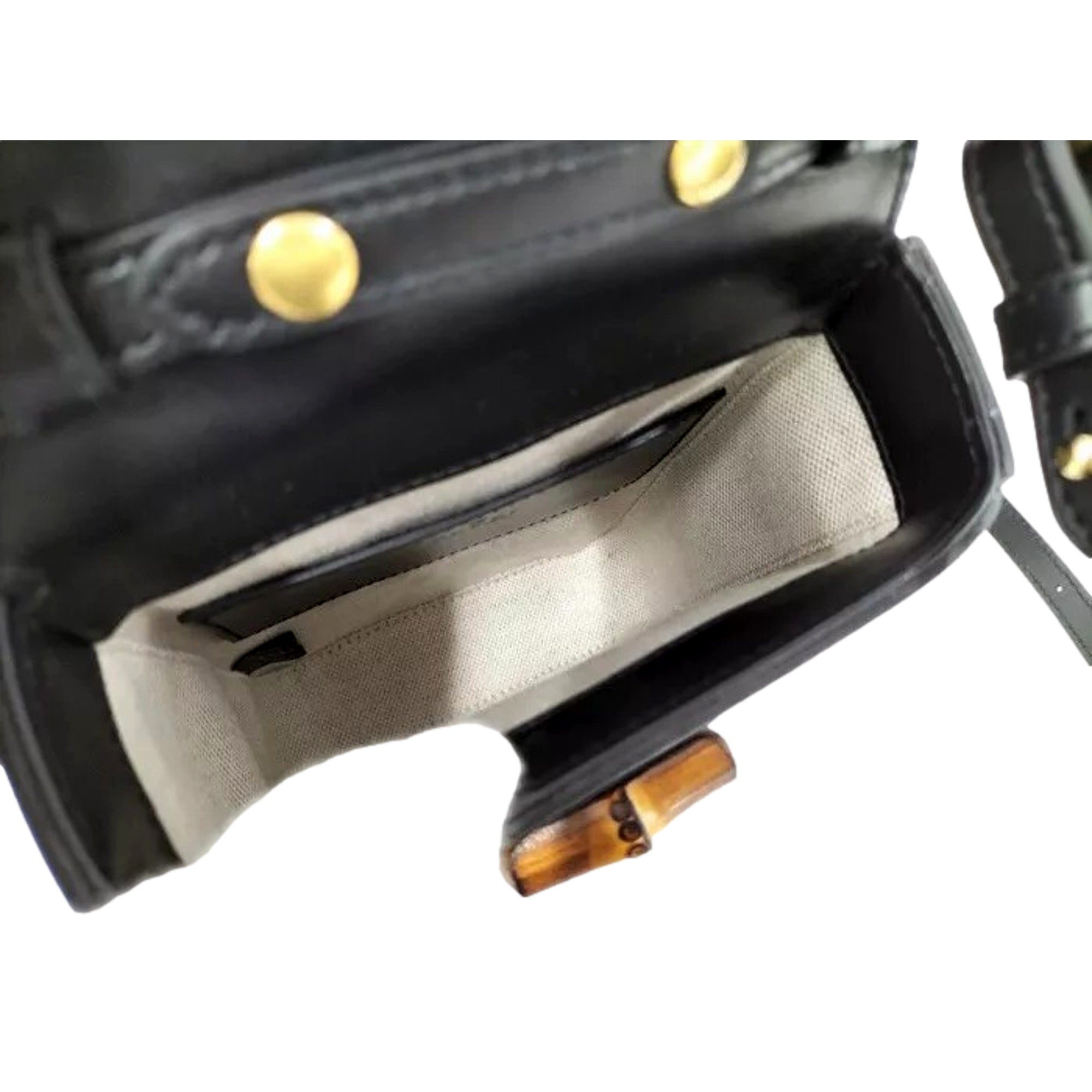 Gucci Bamboo Mini Handbag Top Handle Bag in Black Leather available at Queen Bee of Beverly Hills