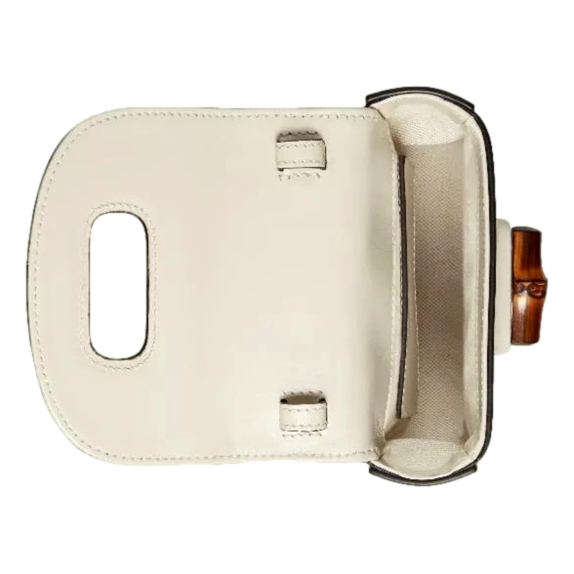 Gucci Bamboo Mini Handbag Top Handle Bag in Cream Leather available at Queen Bee of Beverly Hills