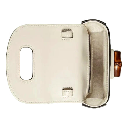 Gucci Bamboo Mini Handbag Top Handle Bag in Cream Leather available at Queen Bee of Beverly Hills