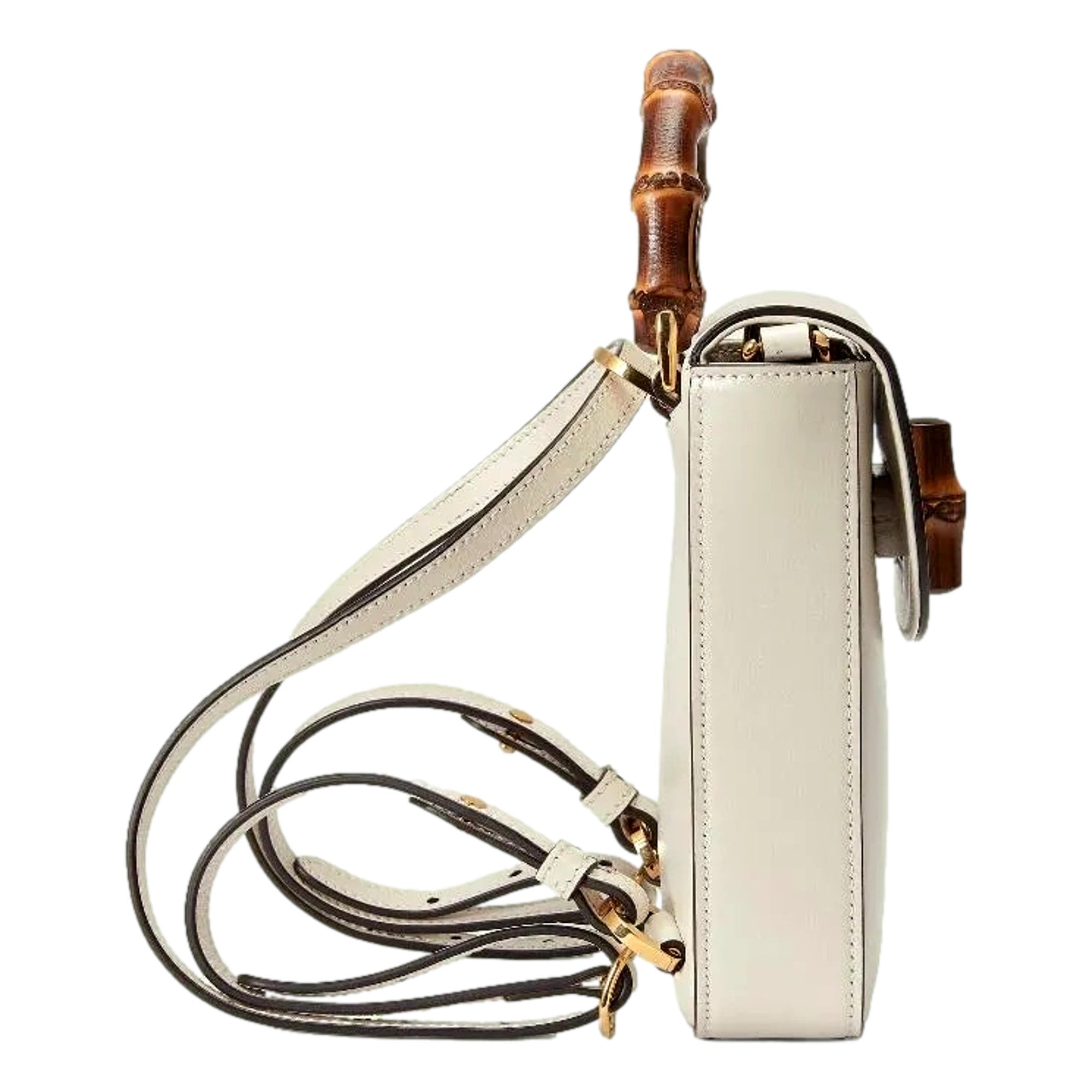 Gucci Bamboo Mini Handbag Top Handle Bag in Cream Leather available at Queen Bee of Beverly Hills