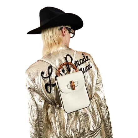 Gucci Bamboo Mini Handbag Top Handle Bag in Cream Leather available at Queen Bee of Beverly Hills