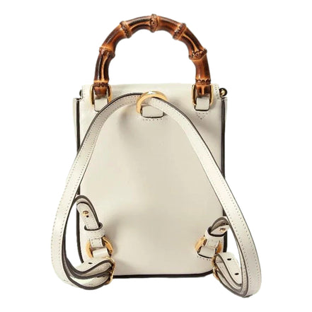 Gucci Bamboo Mini Handbag Top Handle Bag in Cream Leather available at Queen Bee of Beverly Hills