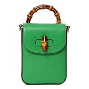 Gucci Bamboo Mini Handbag Top Handle Bag in Green Leather available at Queen Bee of Beverly Hills