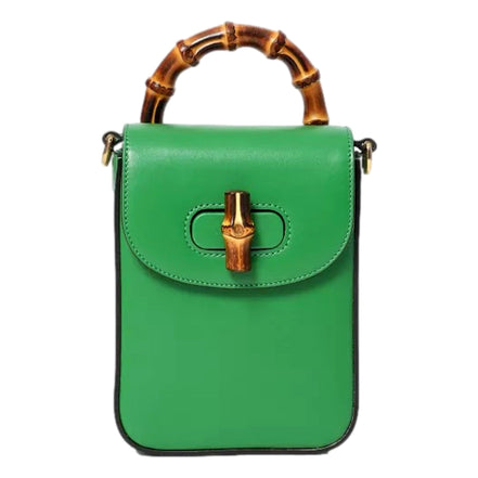 Gucci Bamboo Mini Handbag Top Handle Bag in Green Leather available at Queen Bee of Beverly Hills