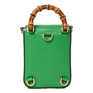 Gucci Bamboo Mini Handbag Top Handle Bag in Green Leather available at Queen Bee of Beverly Hills