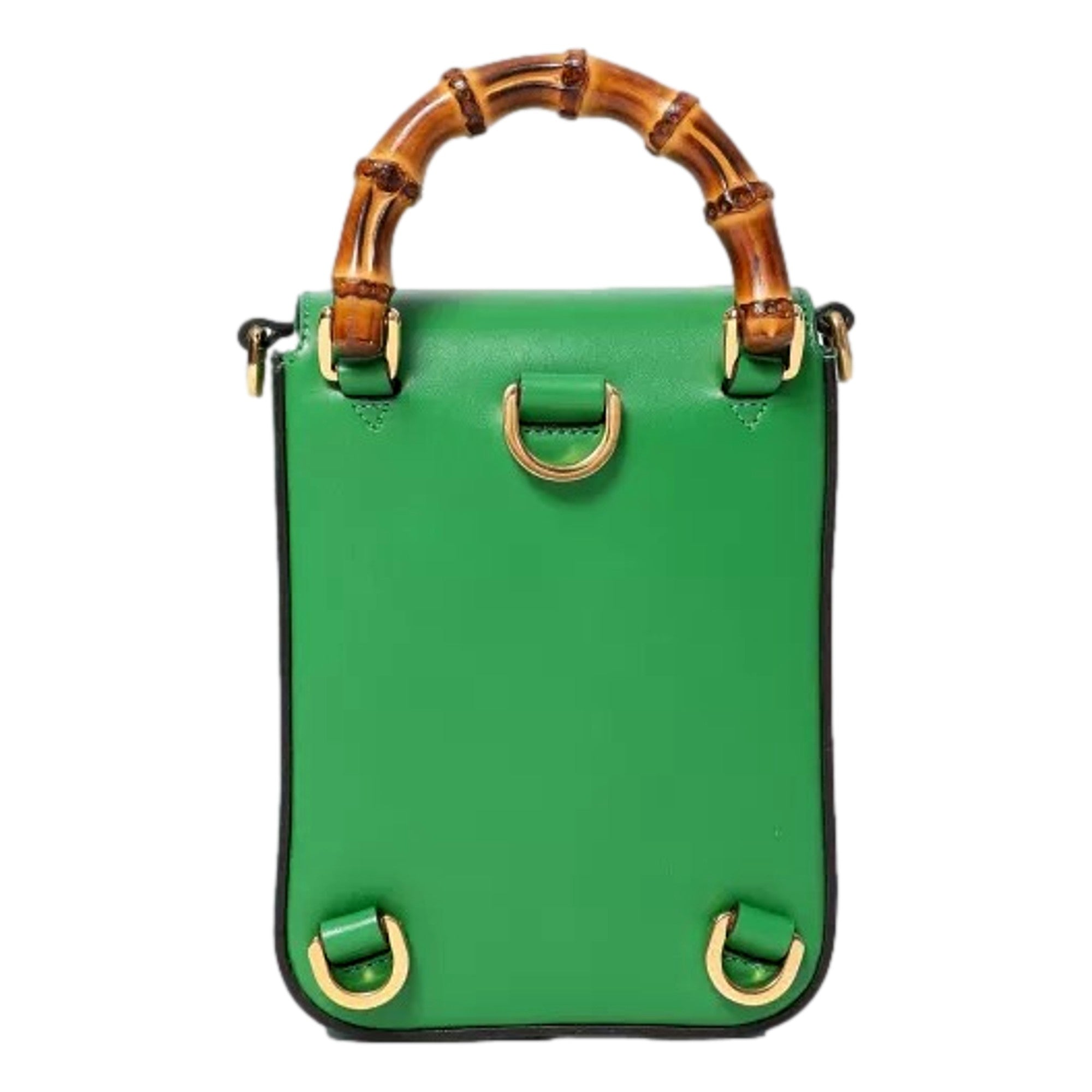 Gucci Bamboo Mini Handbag Top Handle Bag in Green Leather available at Queen Bee of Beverly Hills