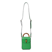Gucci Bamboo Mini Handbag Top Handle Bag in Green Leather available at Queen Bee of Beverly Hills
