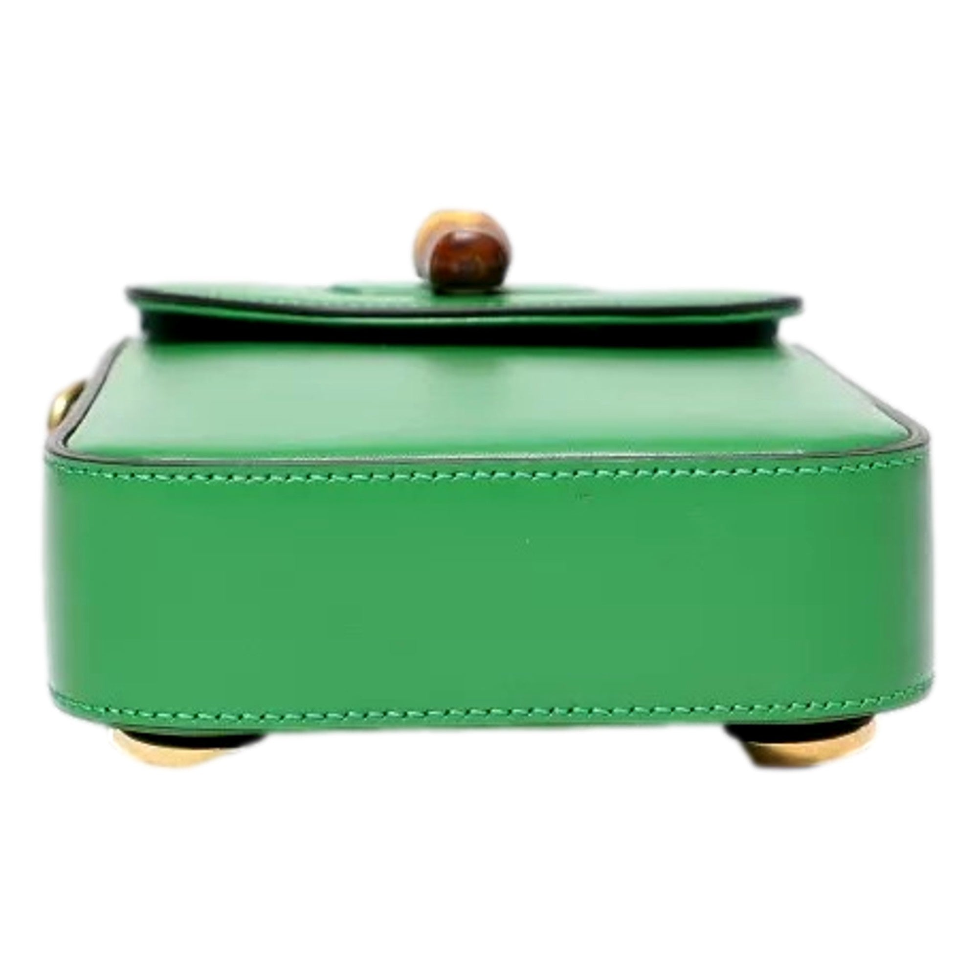 Gucci Bamboo Mini Handbag Top Handle Bag in Green Leather available at Queen Bee of Beverly Hills