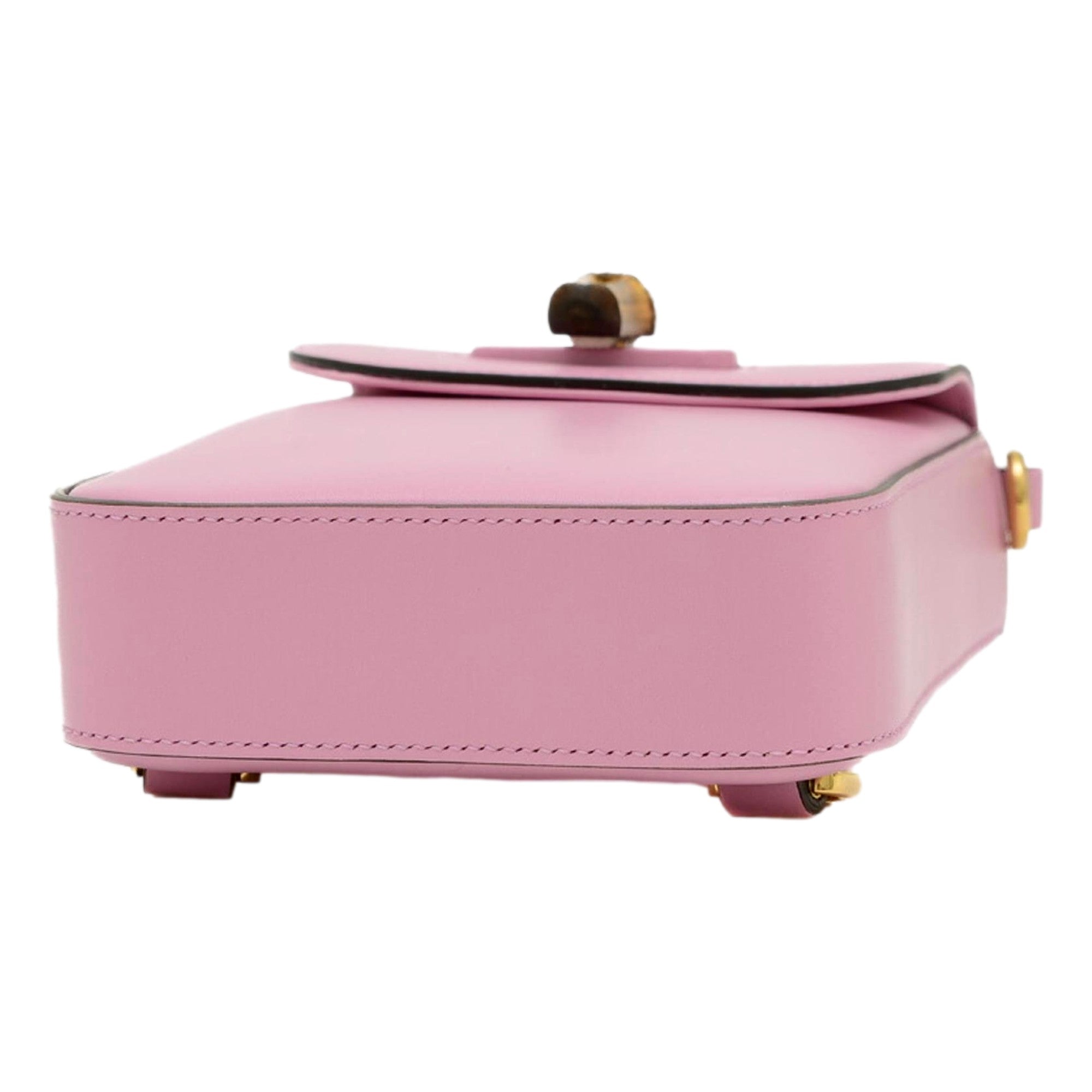 Gucci Bamboo Mini Handbag Top Handle Bag in Pink Leather available at Queen Bee of Beverly Hills