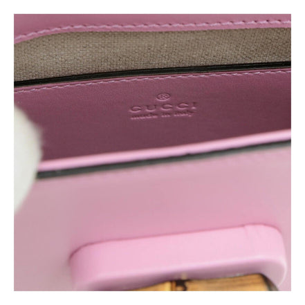 Gucci Bamboo Mini Handbag Top Handle Bag in Pink Leather available at Queen Bee of Beverly Hills