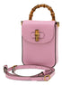 Gucci Bamboo Mini Handbag Top Handle Bag in Pink Leather available at Queen Bee of Beverly Hills