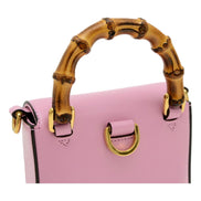 Gucci Bamboo Mini Handbag Top Handle Bag in Pink Leather available at Queen Bee of Beverly Hills