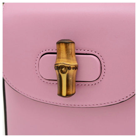 Gucci Bamboo Mini Handbag Top Handle Bag in Pink Leather available at Queen Bee of Beverly Hills