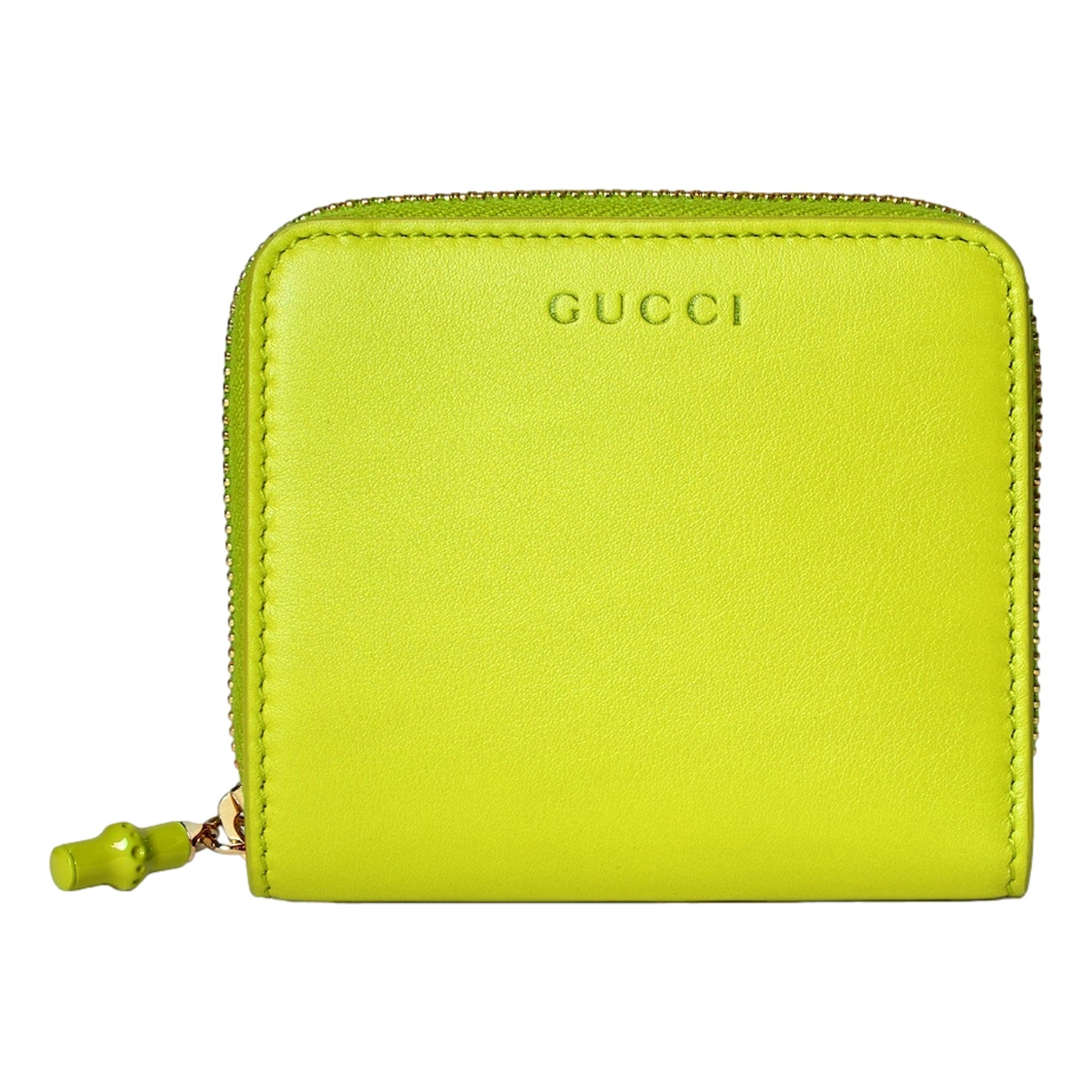 Gucci Bamboo Wallet in Lime Green sold at Queen Bee of Beverly Hills