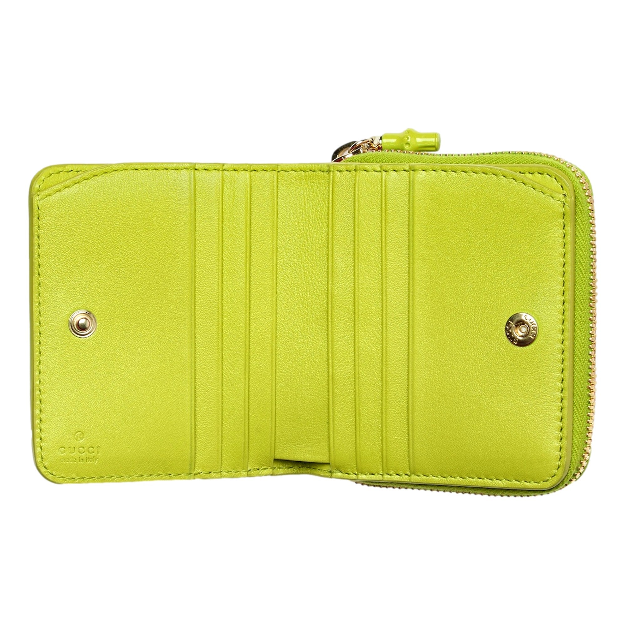 Gucci Bamboo Wallet in Lime Green sold at Queen Bee of Beverly Hills