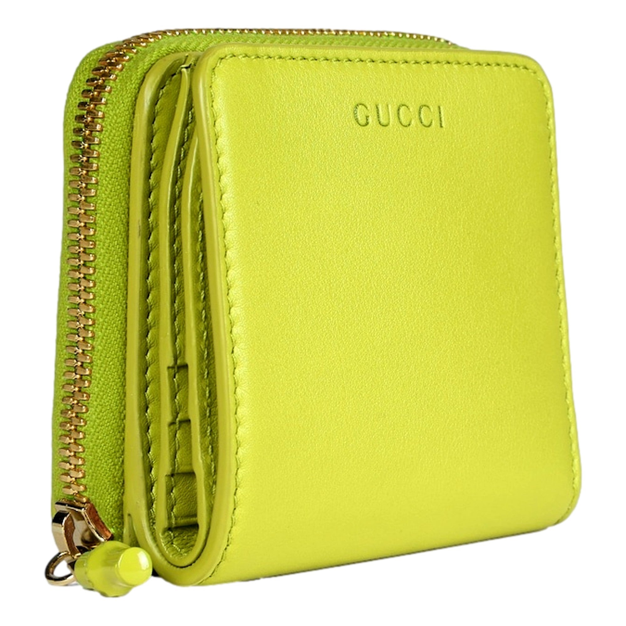 Gucci Bamboo Wallet in Lime Green sold at Queen Bee of Beverly Hills