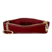 Gucci Bamboo Series Bordeaux Patent Leather Zipper Key Pouch Wallet
