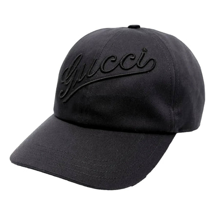 Gucci Black Embroidered Logo Cotton Baseball Cap Medium