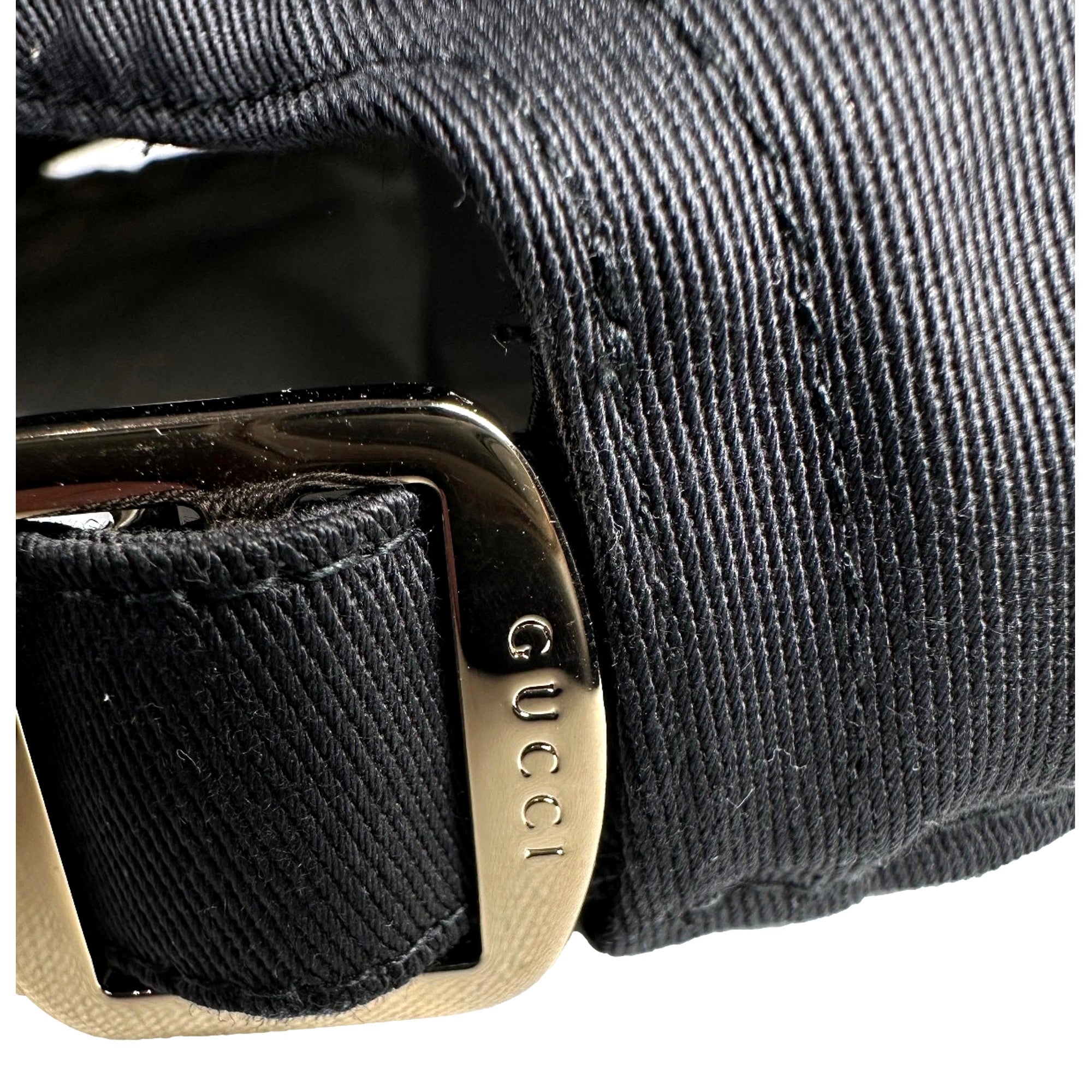 Gucci Black Embroidered Logo Cotton Baseball Cap Medium