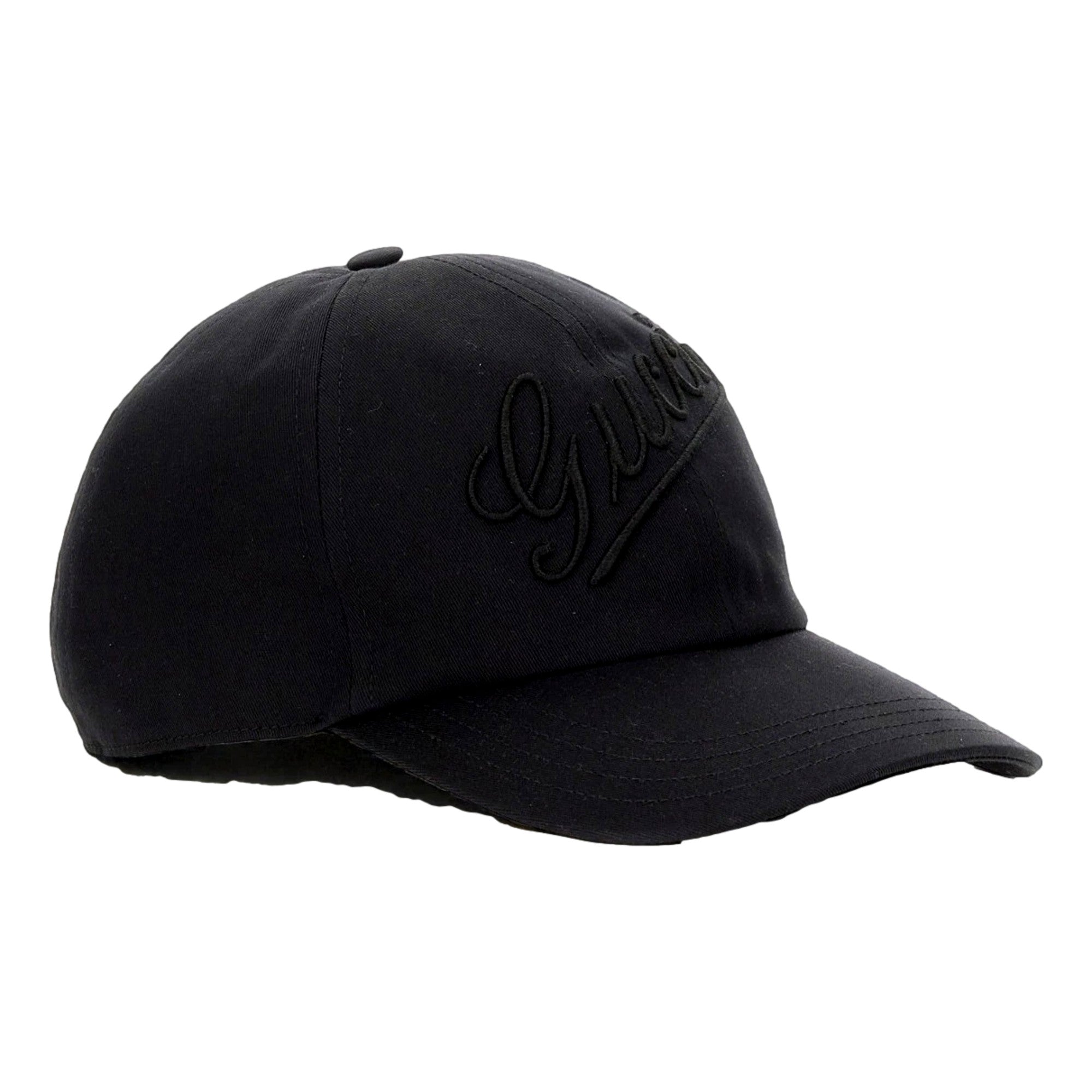 Gucci Black Embroidered Logo Cotton Baseball Cap Medium