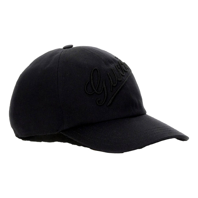 Gucci Black Embroidered Logo Cotton Baseball Cap Medium