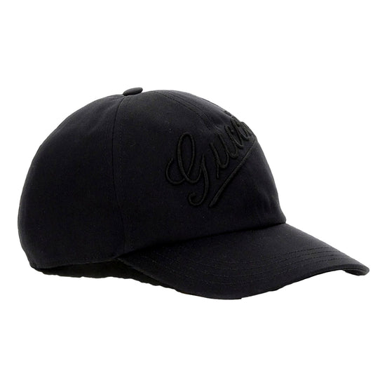 Gucci Black Embroidered Logo Cotton Baseball Cap Small