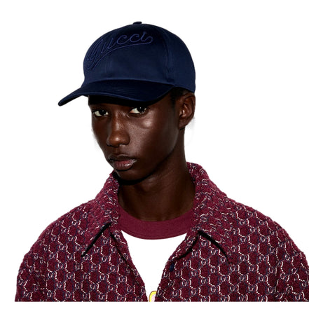 Gucci Baseball Hat with Embroidery in Navy Blue M