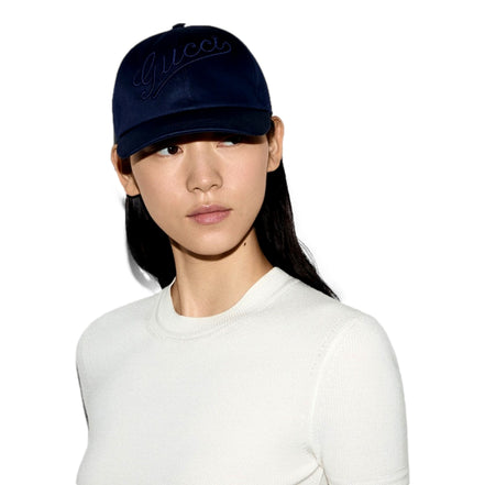Gucci Baseball Hat with Embroidery in Navy Blue XL
