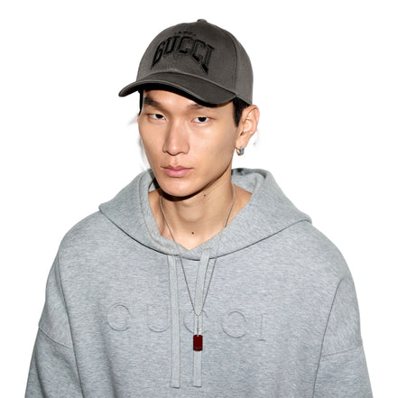 Gucci Cotton Embroidered Baseball Hat in Grey Size Medium