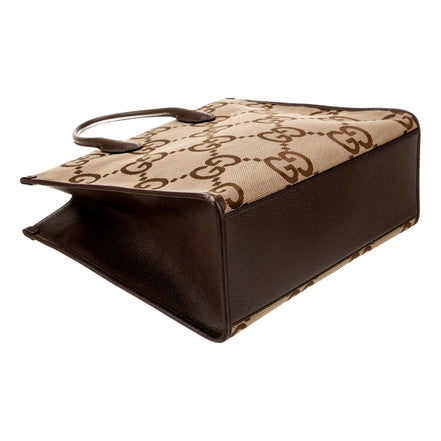 Gucci Beige Brown Canvas Jumbo GG Tote Bag Web Stripe Shoulder Strap available at Queen Bee of Beverly Hills
