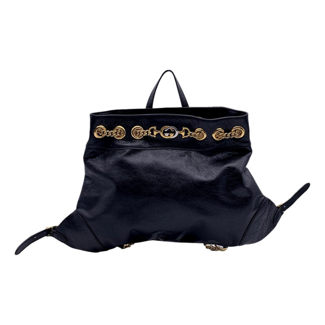 Gucci Black Leather Zumi Backpack Shoulder Backpack available at Queen Bee of Beverly Hills