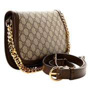 Gucci Blondie GG Supreme Canvas Leather Beige Ebony Shoulder Bag