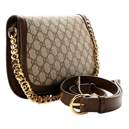 Gucci Blondie GG Supreme Canvas Leather Beige Ebony Shoulder Bag