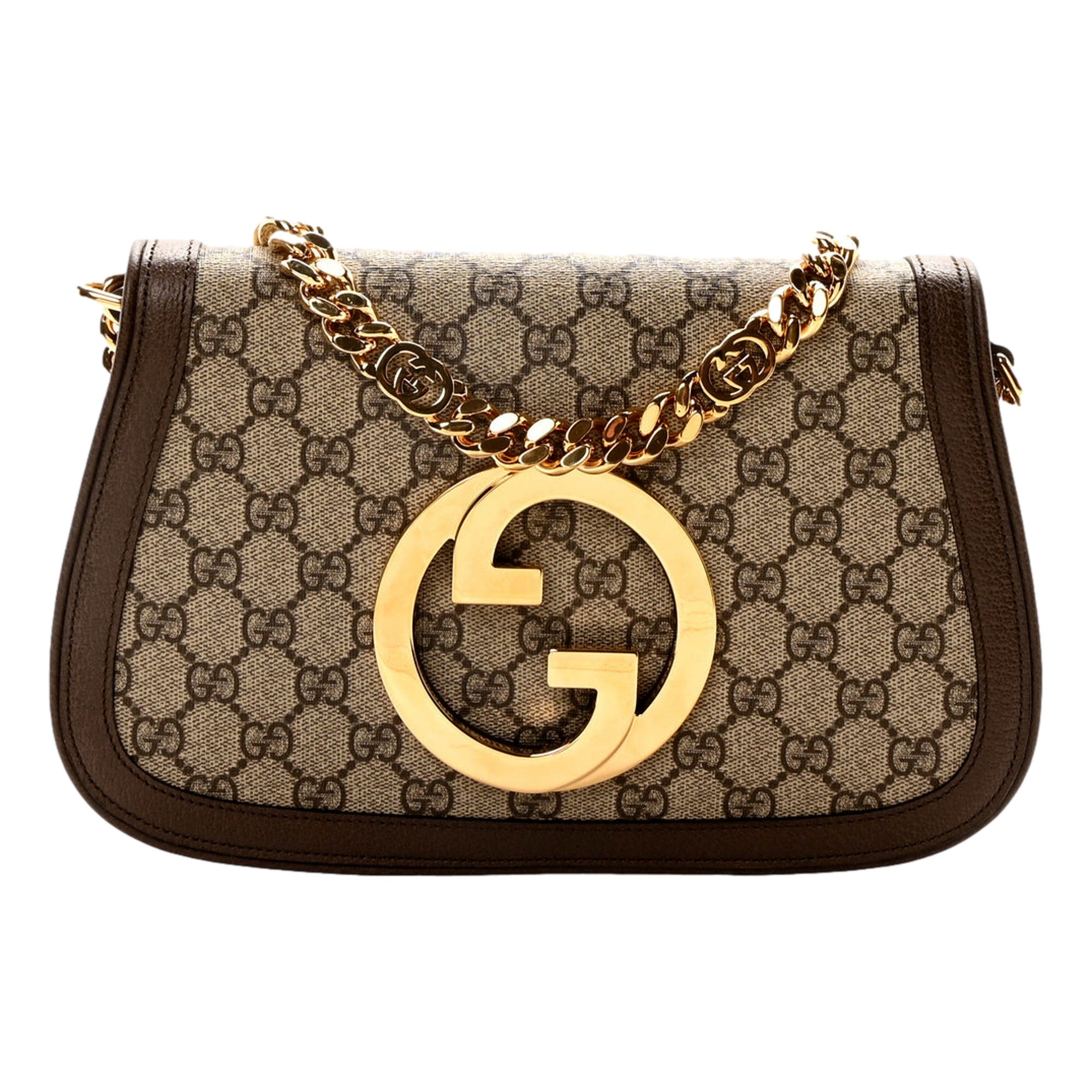 Gucci Blondie GG Supreme Canvas Leather Beige Ebony Shoulder Bag