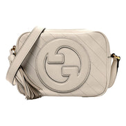 Gucci Blondie GG Patch Diagonal Stitching Cream Leather Crossbody Handbag