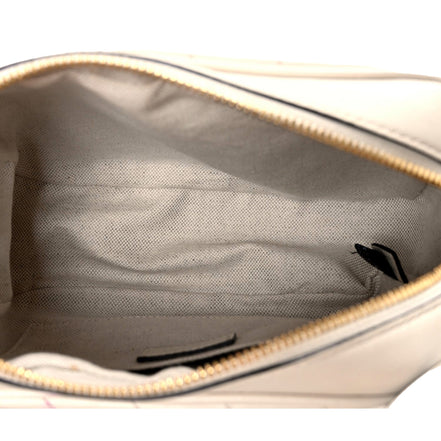 Gucci Blondie GG Patch Diagonal Stitching Cream Leather Crossbody Handbag