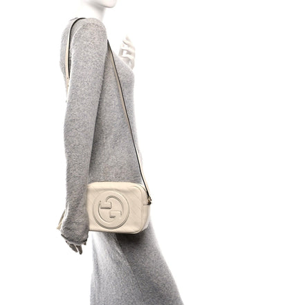 Gucci Blondie GG Patch Diagonal Stitching Cream Leather Crossbody Handbag