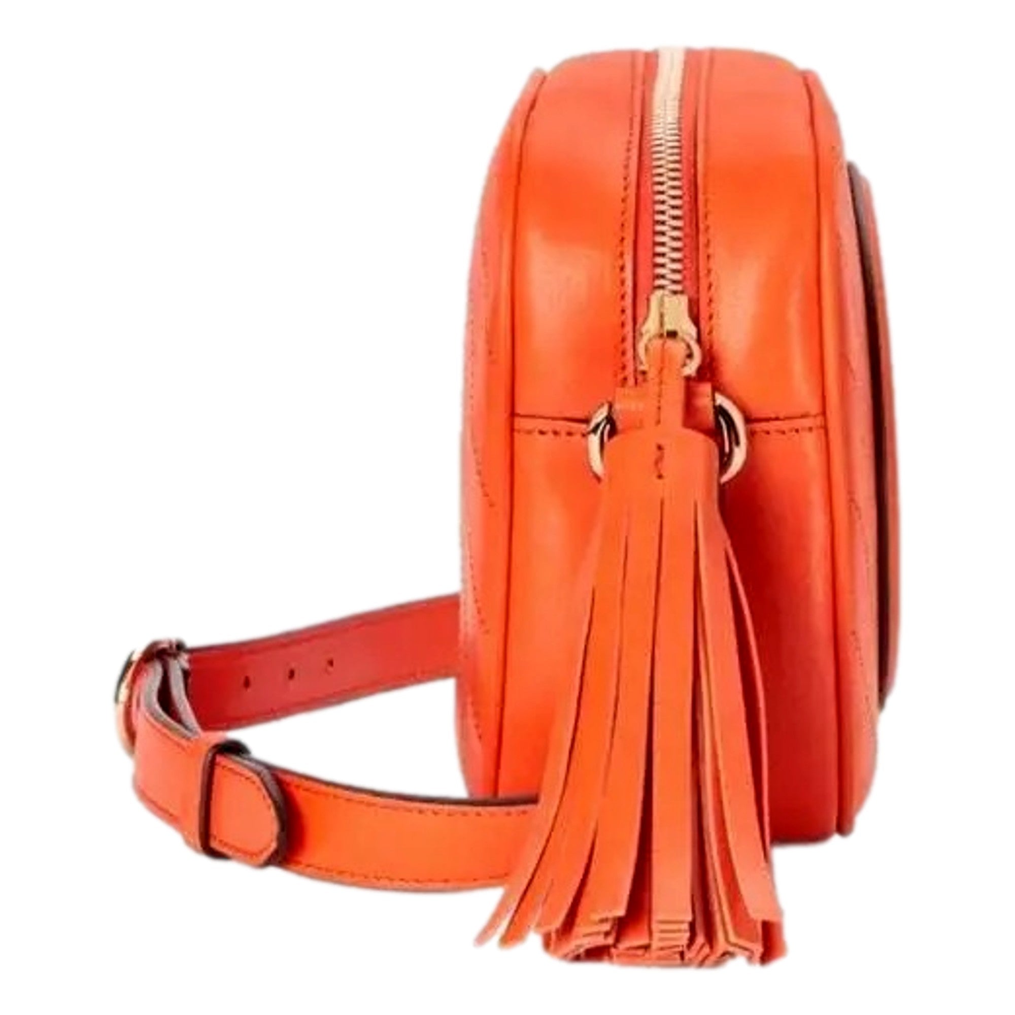 Gucci Blondie GG Patch Diagonal Stitching Orange Leather Crossbody Handbag available at Queen Bee of Beverly Hills