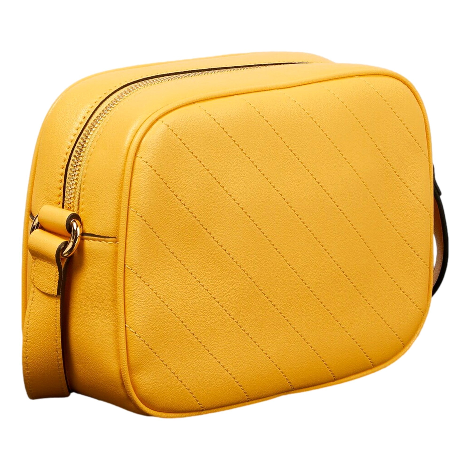 Gucci Blondie GG Patch Diagonal Stitching Yellow Leather Crossbody Handbag available at Queen Bee of Beverly Hills