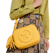 Gucci Blondie GG Patch Diagonal Stitching Yellow Leather Crossbody Handbag available at Queen Bee of Beverly Hills