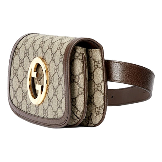 Gucci Blondie GG Supreme Canvas Brown Belt Bag Size 110 available at Queen Bee of Beverly Hills